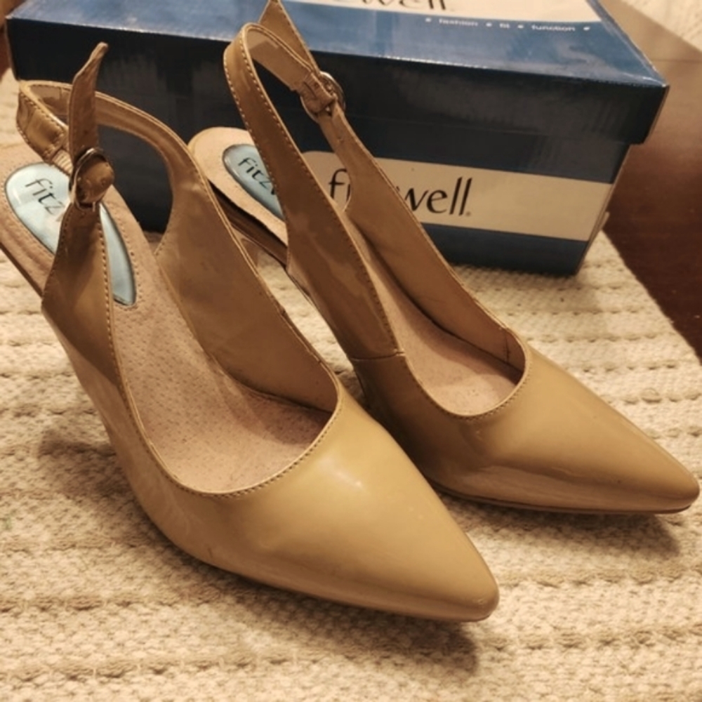 Nude slingback heels